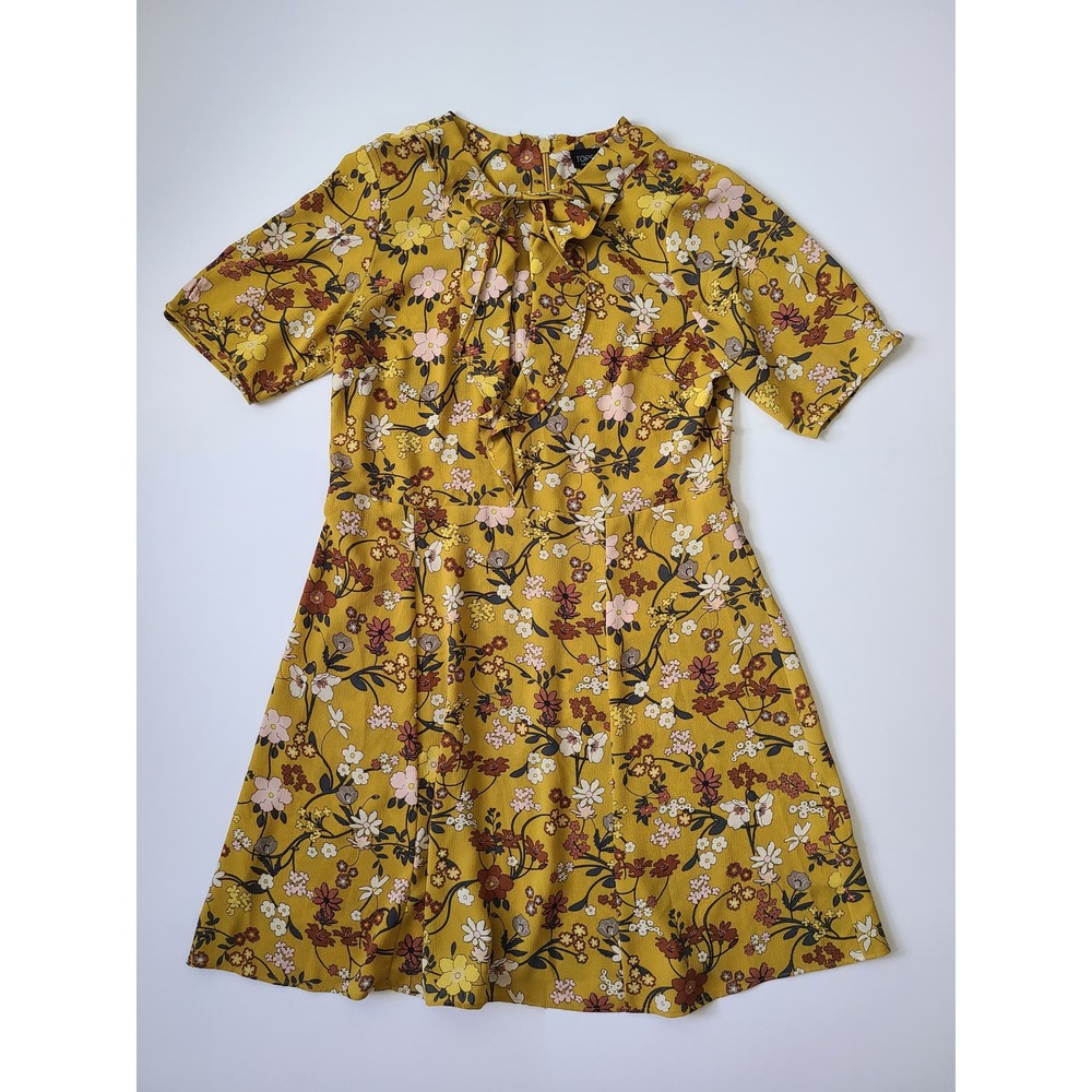 Topshop Shift Dress Floral Yellow Size 10